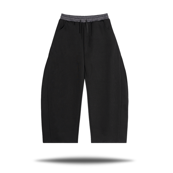 Plaid Baggy Sweatpants, Black