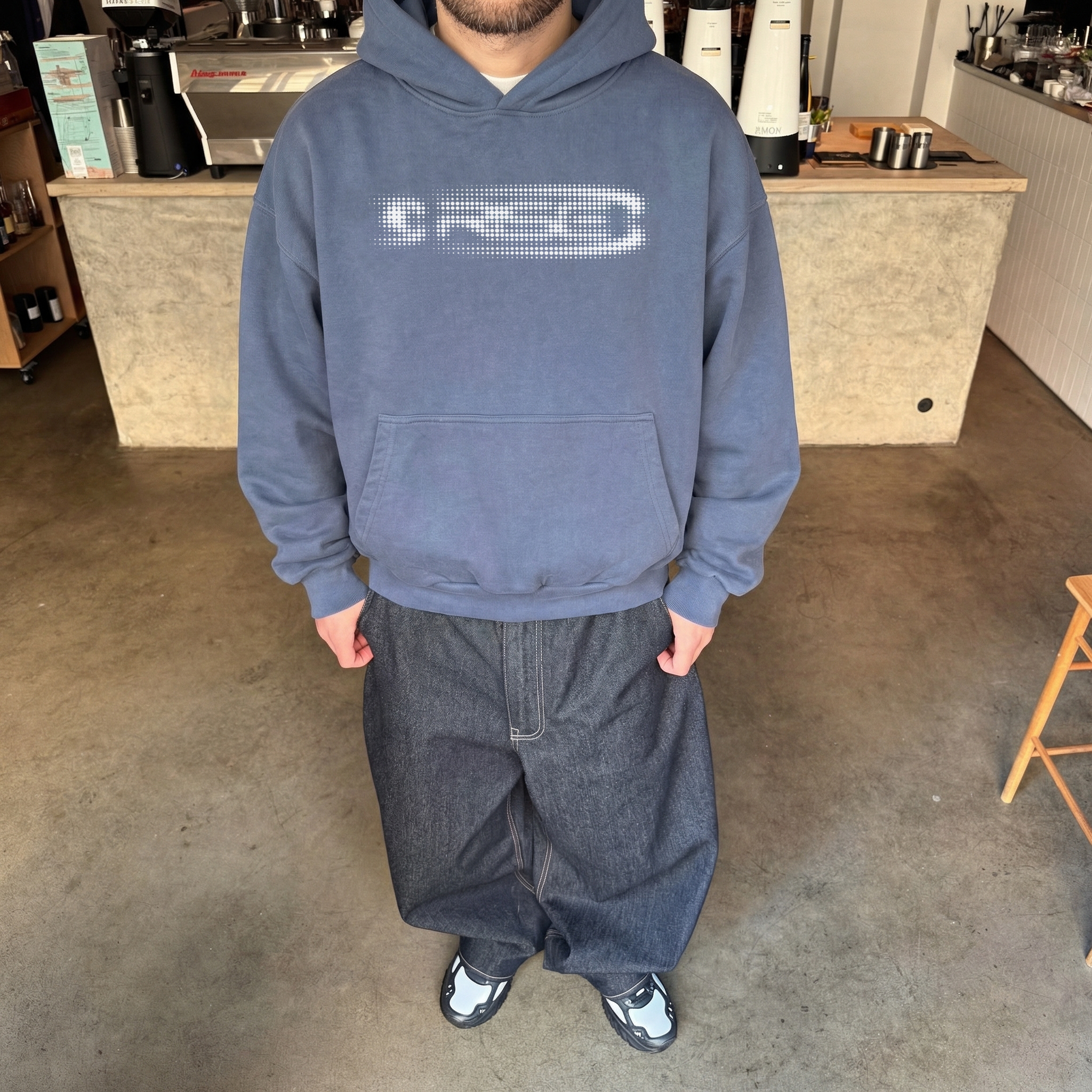 Glitch Hoodie, Blue-Grey