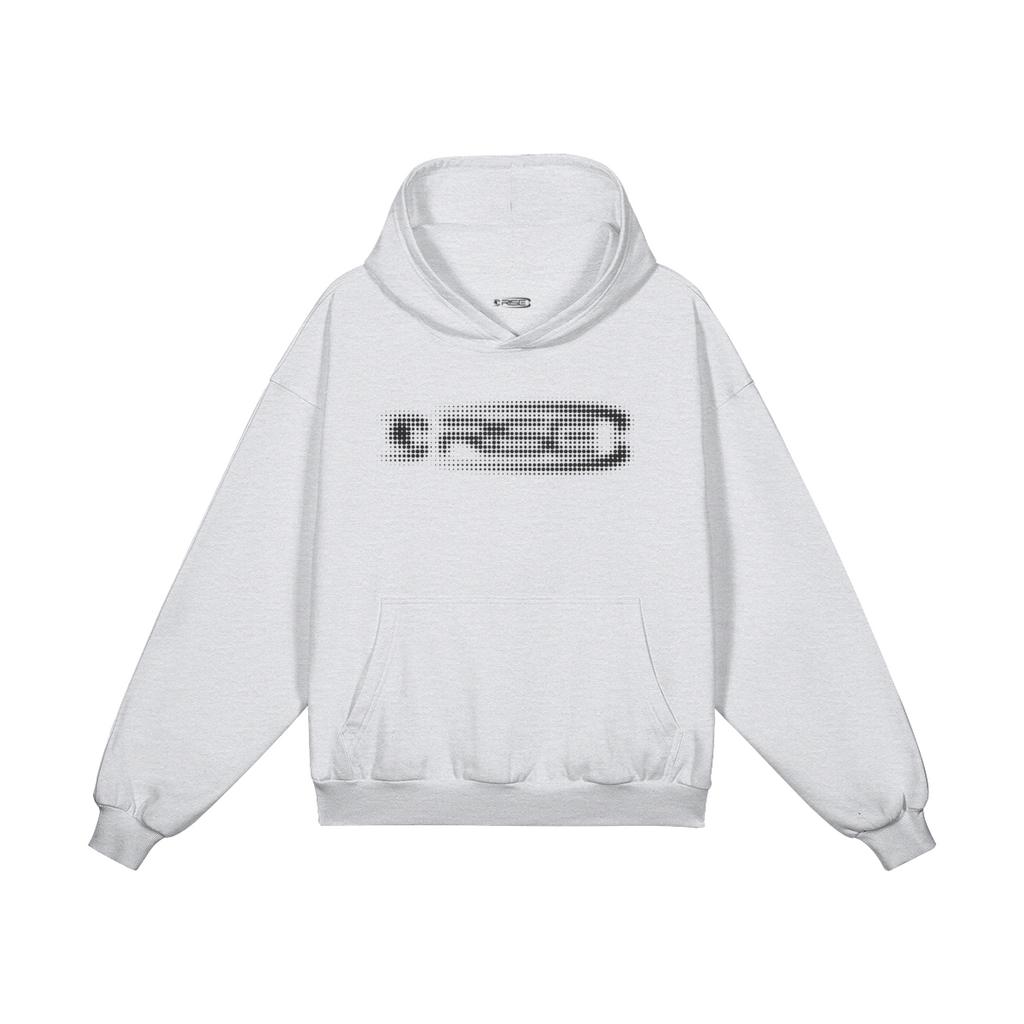 Glitch Hoodie, Light Grey + Black