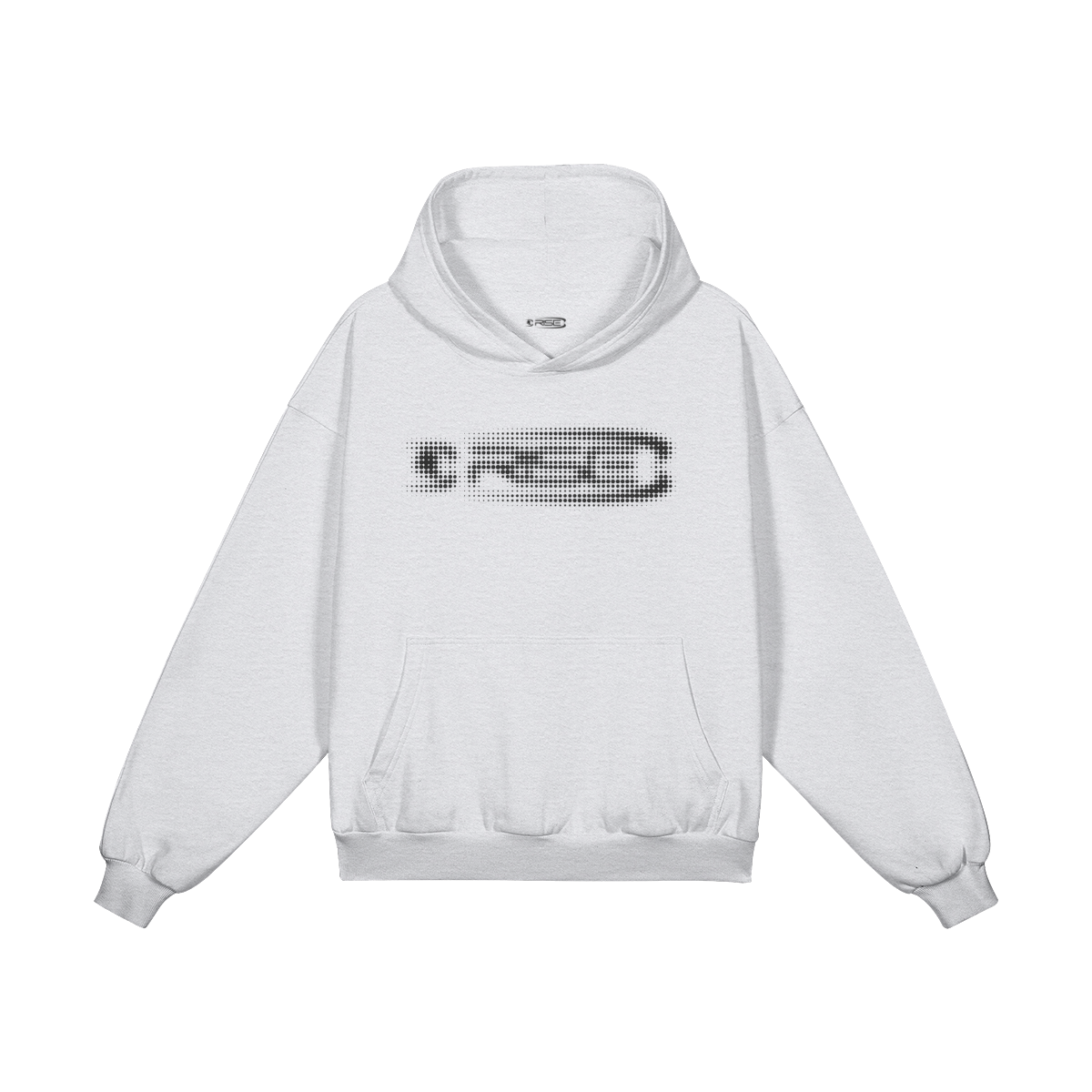 Glitch Hoodie, Light Grey + Black