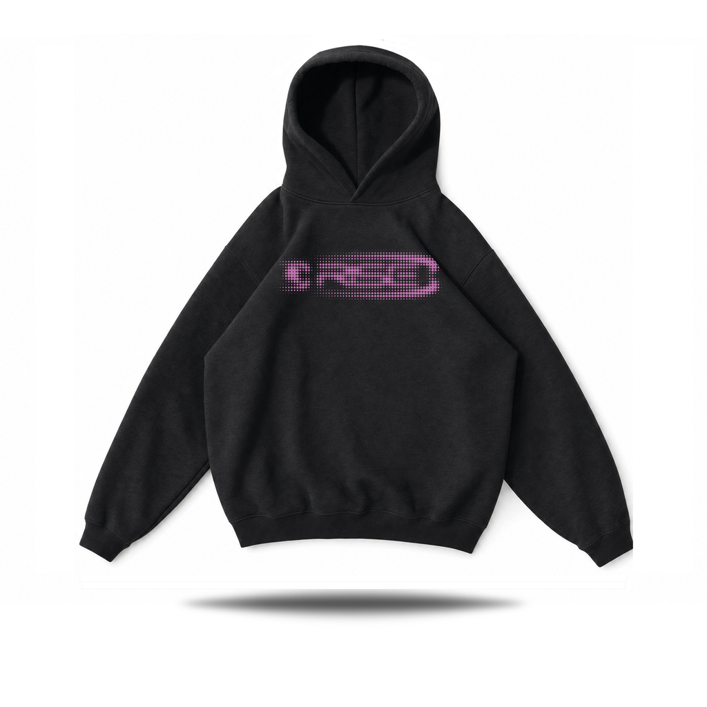 Glitch Hood Black, Pink