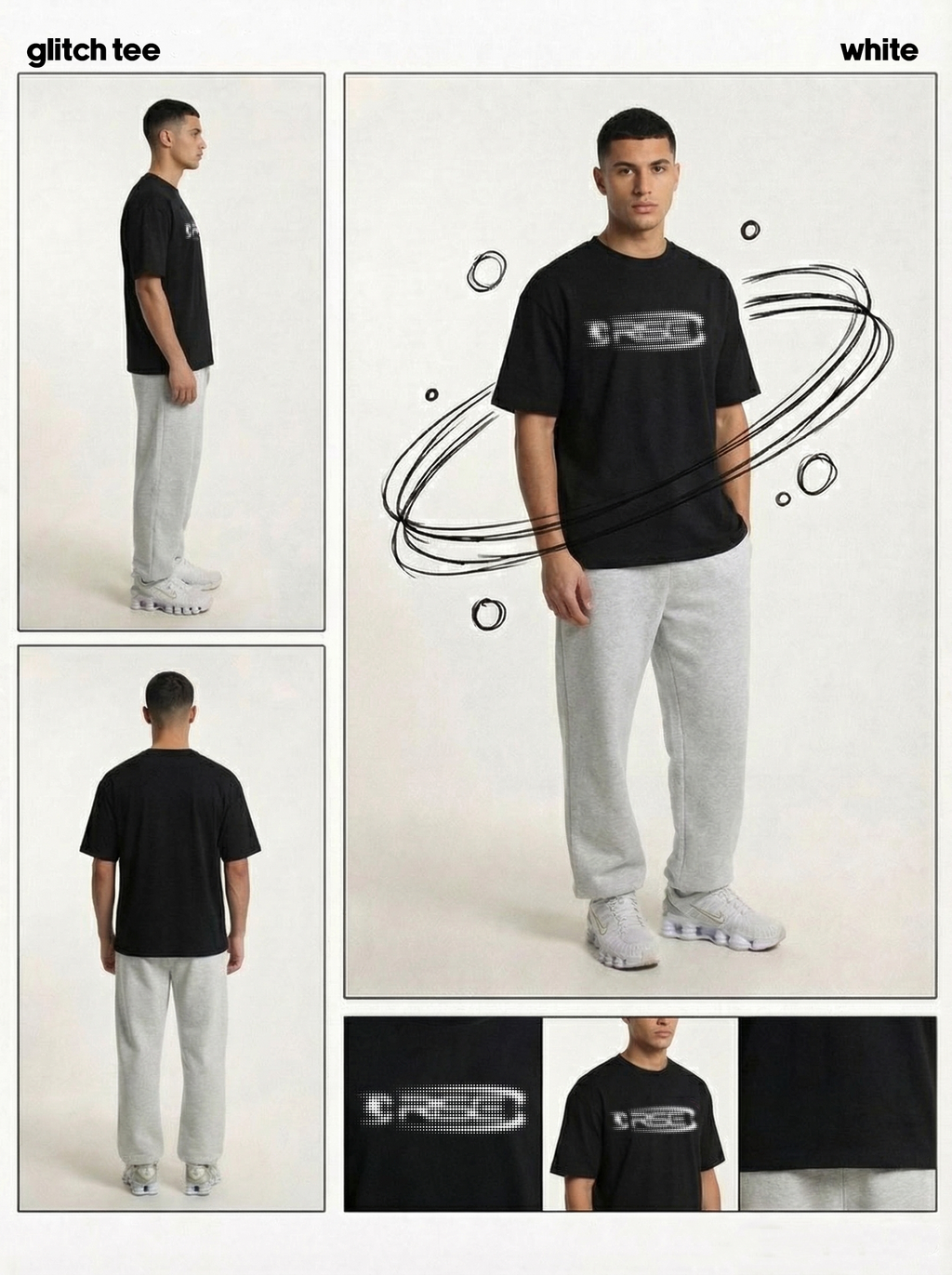 Glitch Tee, Black + White