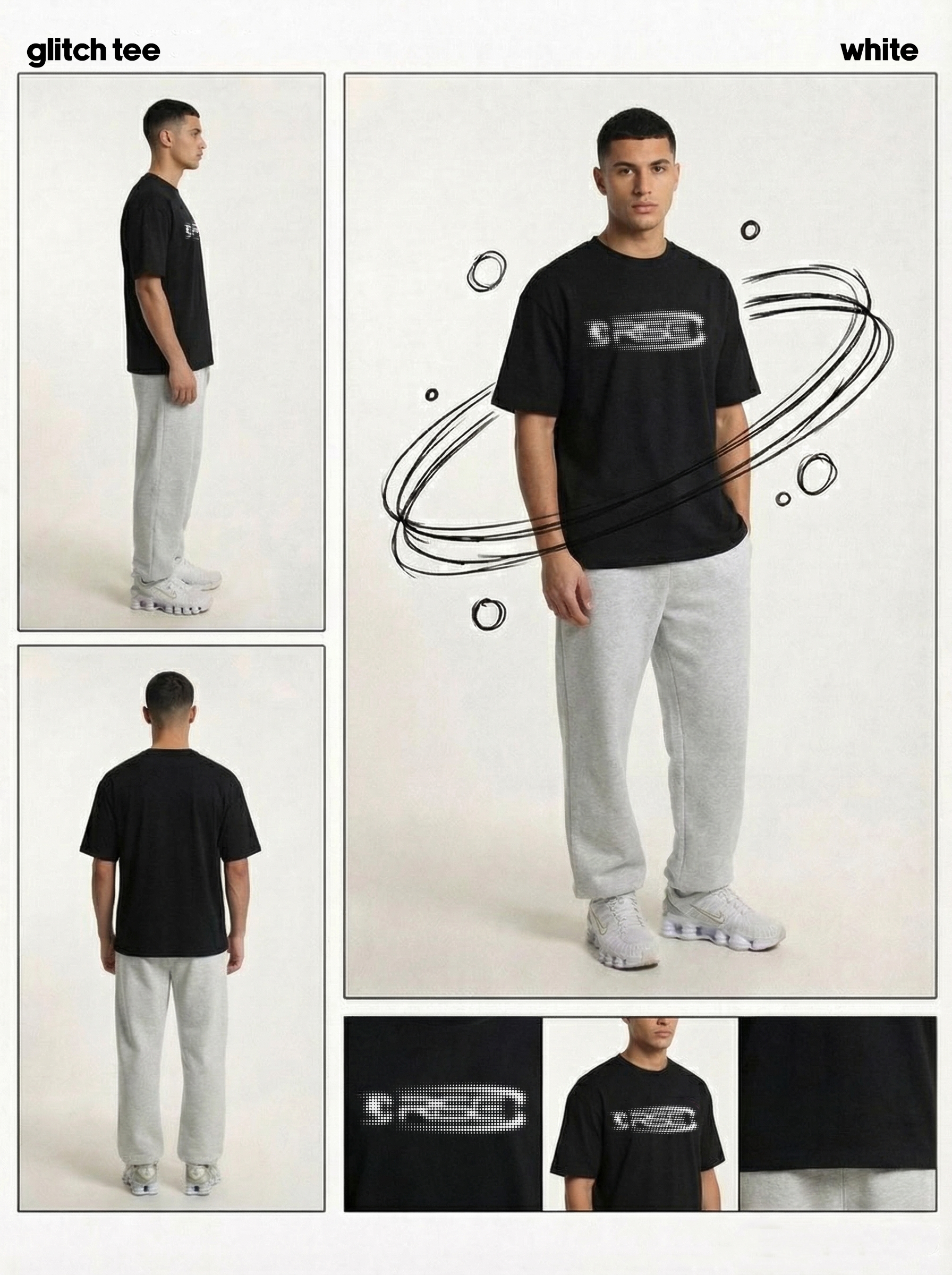 Glitch Tee, Black + White