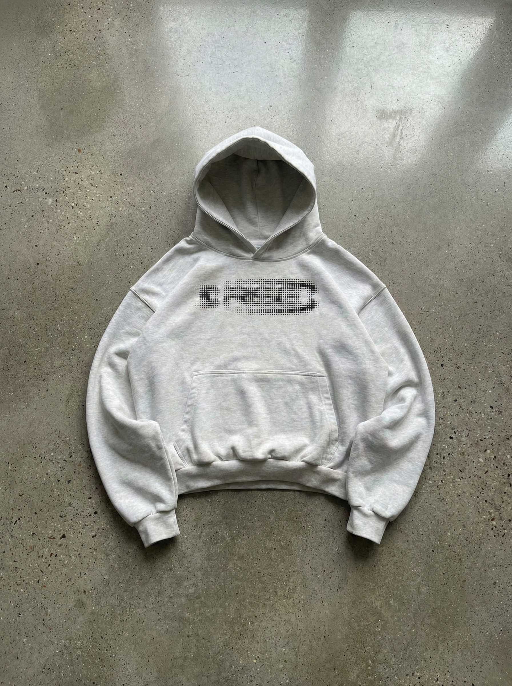 Glitch Hoodie, Light Grey + Black