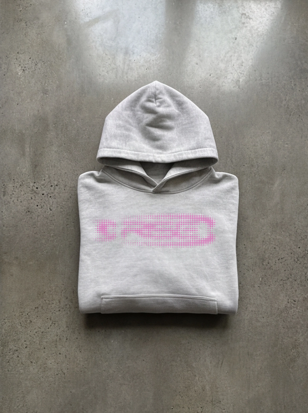 Glitch Hoodie, Light Grey + Pink