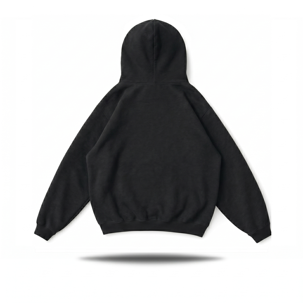 Plaid Boxy Hoodie, Black
