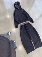 Plaid Boxy Zip Hoodie, Black