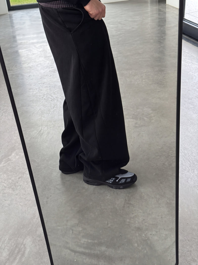 Plaid Baggy Sweatpants, Black