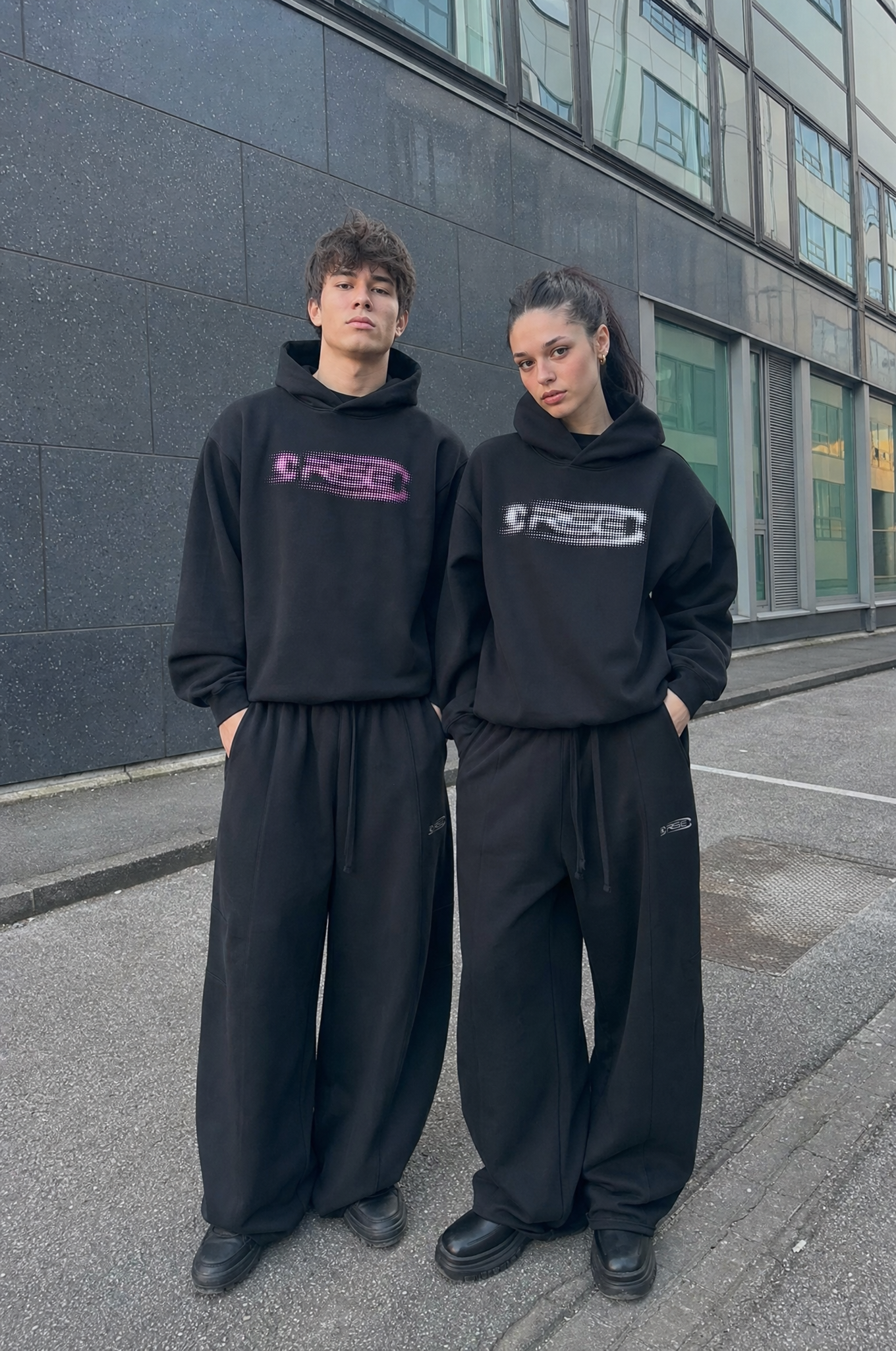 Glitch Hood Black, Pink