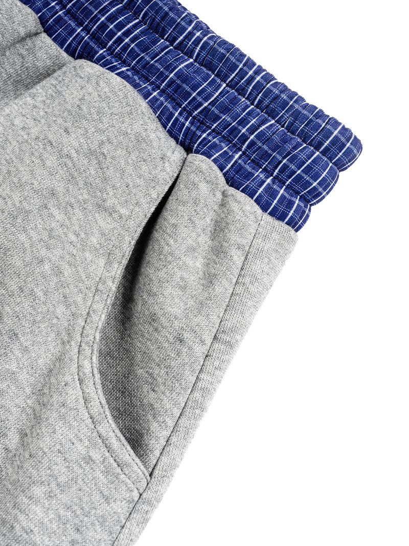 Plaid Baggy Sweatpants, Grey