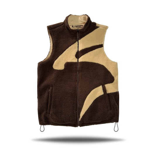 Reversible Vest, in brown and cream