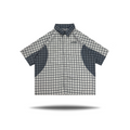 Dual Panel Button-Up, in White + Grey