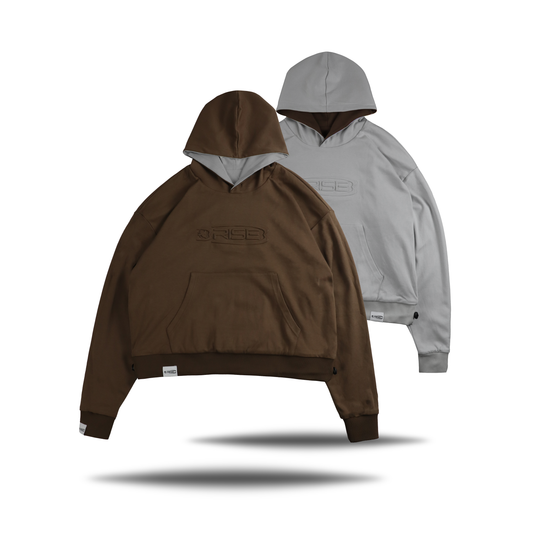 Reversible Hoodie, Grey + Brown