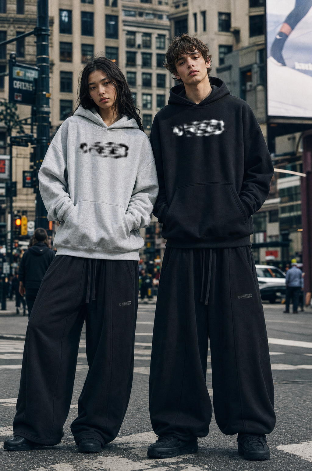Glitch Hood Grey, Black